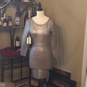 Metallic Gold/Blk Mesh Dress